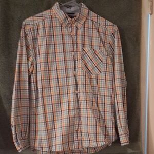 Tommy Hilfiger Orange and Blue Plaid Shirt Boy's XL